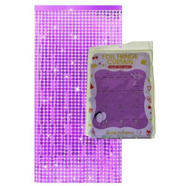 Imagem de Cortina Shimmer Metalizada Quadradinha 1x2m Painel Decorativo Para Festa Aniversários (Roxo)