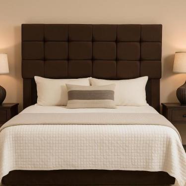 Imagem de Cabeceira Cama Box Solteiro 90 cm Alana em Suede Com Frame - Tatite De
