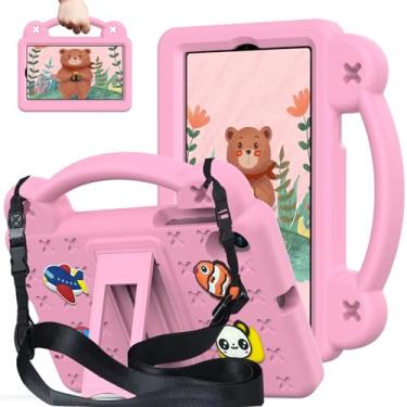 Imagem de YRH Capa para tablet Onn de 7 polegadas (2024) Geração 4: 100135924, com alça de suporte, capa de EVA infantil para Walmart Onn, capa para tablet Walmart Onn, 17,8 cm, rosa