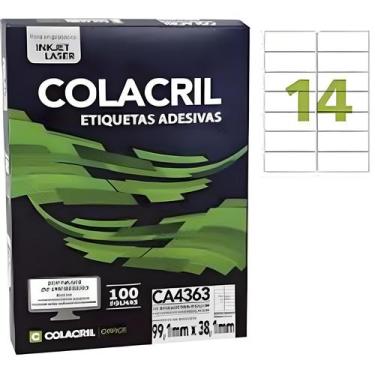 Imagem de Etiqueta Colacril CA4363 14 por folha 99,1mmx38,1mm com 100 folhas