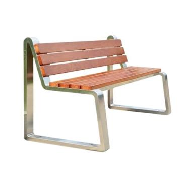 Imagem de YAYAOVP-24927 Banco externo de aço inoxidável, banco traseiro de lazer para jardim, cadeira longa dupla de madeira, bancos de jardim