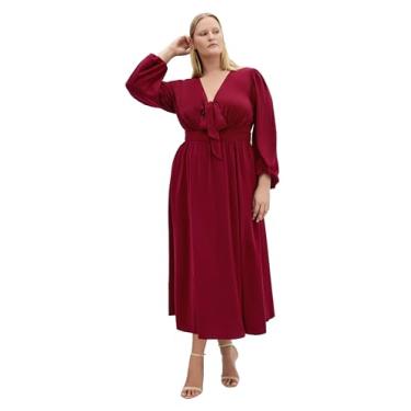 Imagem de City Chic Vestido feminino plus size - Maxi com gola V Ivanna, Cereja escura, 50