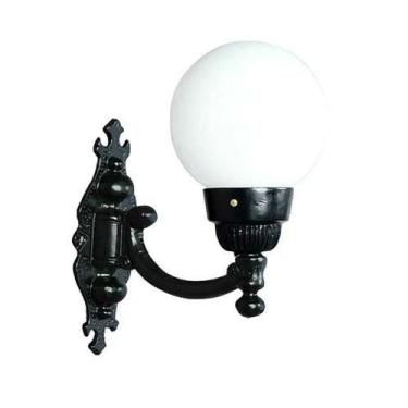 Imagem de Luminária Globo Pequena 1 com Braço Externa Alumínio 38cm - OUTRAS MAR