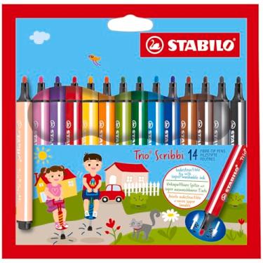 Imagem de STABILO Trio Scribbi Caneta de feltro triangular - cores sortidas (pacote com 14)