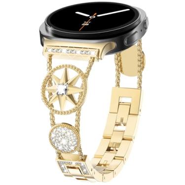 Imagem de WINGLE Pulseira brilhante para Galaxy Watch 8 de 40 mm e 44 mm para Samsung Galaxy Watch 8 Classic de 46 mm, estrela de oito pontas, pulseira de metal de diamante cintilante de luxo para Galaxy Watch8