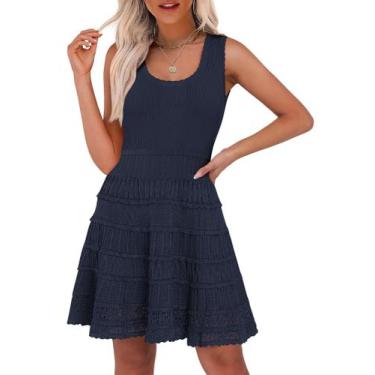 Imagem de Vestido ANRABESS Summer, mini regata de malha sem mangas, azul marinho