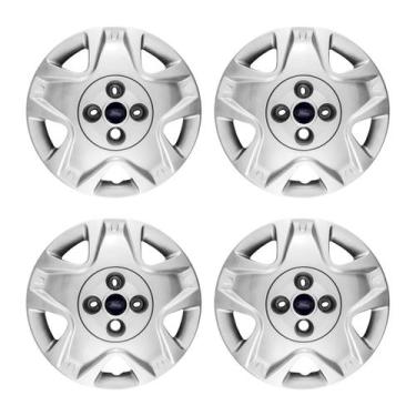 Imagem de Jogo Calota Aro 14 Ford Fiesta Hatch Sedan 2011/2012 prata - GFM, Azul