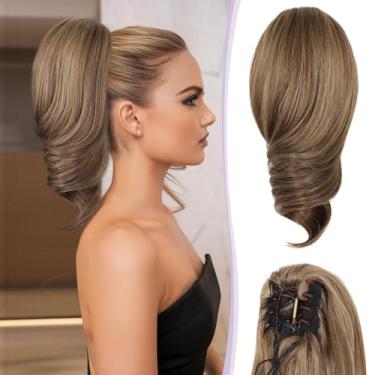 Imagem de Extensão de rabo de cavalo de 30 cm - Extensões de cabelo de rabo de cavalo com presilha, extensões de cabelo ondulado cacheado, extensão de rabo de cavalo com clipe de garra sintética para mulheres