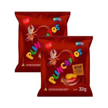 Imagem de Kit 2 Salgadinho de Milho Plinckitos Sabor Churrasco Conchinha 33g