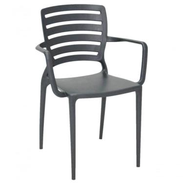 Imagem de Cadeira Tramontina Sofia Com Encosto Horizontal E Braços Grafite