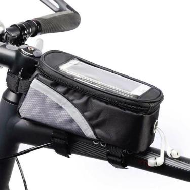 Imagem de Bolsa Guidão Bike Porta Celular Touch Saída Fone cinza - Yeet