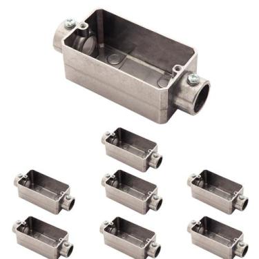 Imagem de 8 Condulete Tipo C 1/2 Polegada Em Alumínio Sem Rosca Sieg Prateado 52