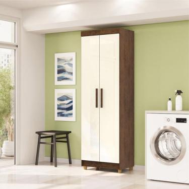 Imagem de Armário Multiuso Léo 2 Portas 5 Prateleiras Nogueira/OffWhite G98 - Gr