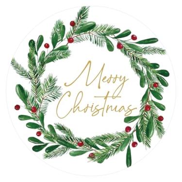 Imagem de Alynta Adesivos de Feliz Natal - Adesivos de Natal de 5 cm 120 peças grandes redondos para cartões de Natal adesivos de guirlanda de bagas de azevinho de Natal para enfeites de cartão de selos de