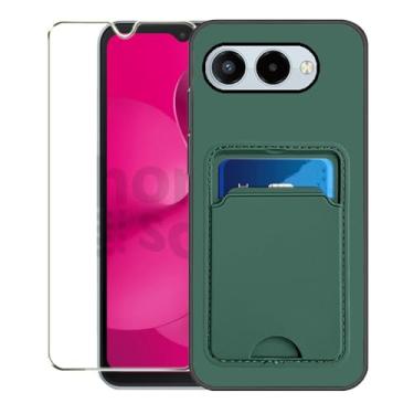 Imagem de Covthch Capa para celular T-Mobile REVVL 8 com protetor de tela, capa carteira T-Mobile REVVL 8 com suporte para cartão, capa protetora fina de borracha de silicone TPU à prova de choque não amarelada