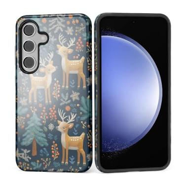 Imagem de Kapadiy Capa para Samsung Galaxy S24, lindo design de rena de Natal, híbrido, proteção dupla, silicone, rígido, à prova de impacto, capa protetora antiarranhões para homens e mulheres