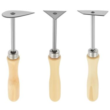 Imagem de KHZSPP Conjunto de raspador de gancho de barbear de aço inoxidável com 3 peças, ferramenta de remoção de tinta com cabo de madeira para reforma da casa