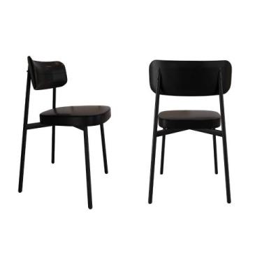 Imagem de Conjunto 2 Cadeiras de Jantar Alloa Revestimento Sintético Est.Preta -