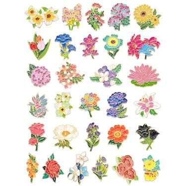 Imagem de Trnayi 30 peças de alfinetes de esmalte de planta floral flor estética bonito broche feminino para bolsas cordões chapéu mochilas