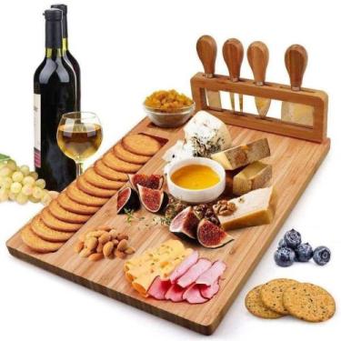 Imagem de Kit Tábua De Frios Queijo Petisqueira Em Bambu Espátulas 04 Peças - KI