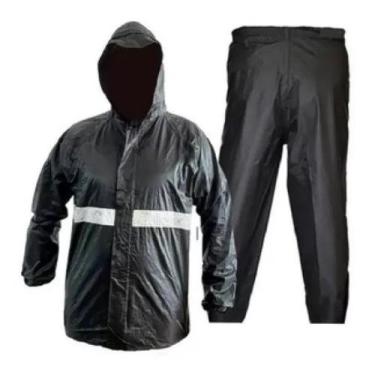 Imagem de Capa Calça Preta Chuva Moto Impermeavel Pvc C/ Capuz - Top, GG