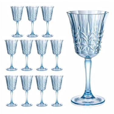 Imagem de Conjunto de 12 taças de vinho de plástico verde de 293 ml, taças de vinho com haste e 12 copos de cristal inquebráveis e reutilizáveis para recepção de casamento, cerimônia de festa de grande evento