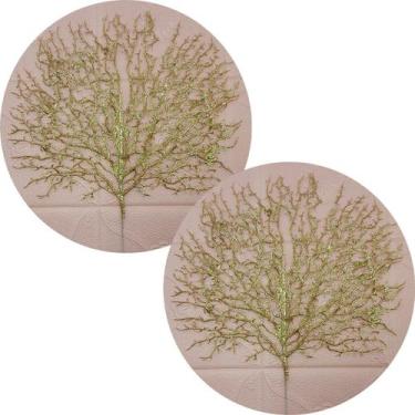 Imagem de Flores Algas Coral Natalino Gliter Dourado 40x50cm Kit 6pçs - Genérico