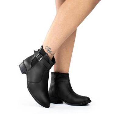 Imagem de Bota Casual Feminina Moderna Dia A Dia Confortável Zíper Cano Curto Salto Baixo-Feminino