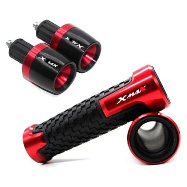 Imagem de Acessórios de motocicleta Alumínio CNC Pegas de Mão Tampa de Extremidade da Barra Compatível com Y&AMAHA Xmax 125 250 300 400 X MAX (Vermelho)