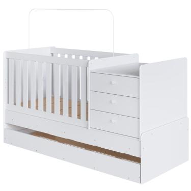 Imagem de Berço Mini Cama Multifuncional Cama Auxiliar BB690 Branco Comm