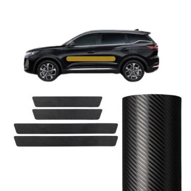 Imagem de Soleira Tiggo Black Fibra 4d Preto Adesivo Protetor 4 Peças - ALLTAK T
