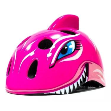 Imagem de Capacete Infantil Kids Tubarão Rosa (49-55cm) para Bike Ciclismo 