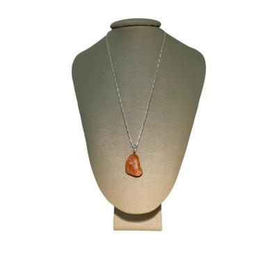 Imagem de Colar Cadeado Prata 925 Calcita Laranja Polida - P. Vecchio