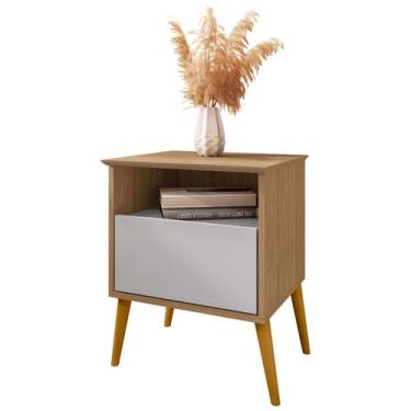 Imagem de Mesa de Cabeceira Cancun Quarto 1 Gaveta Pés Madeira Maciça - Móveis B