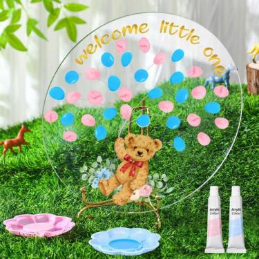 Imagem de Livro de visitas de Gender Reveal Fingerprint Tree Pasimy Bear