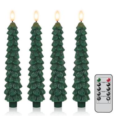 Imagem de Velas LED sin Llama en Forma de Árbol de Navidad Wondise, 2x25 cm