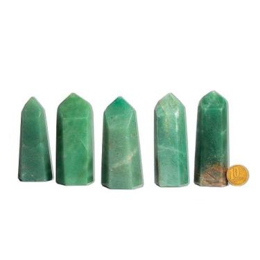 Imagem de 01 kg de Pontas de Quartzo Verde Natural - 80 a 200g - Tipo B - Ideal 