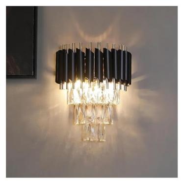 Imagem de Arandela, Luminária de parede LED preta, Arandelas de cristal, Iluminação para quarto, Luminária de parede de cristal, Lustres,