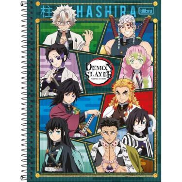 Imagem de Tilibra - Caderno Espiral Capa Dura Universitário 10 Matérias Demon Slayer 160 Folhas - 9 Personagens - Quadriculado