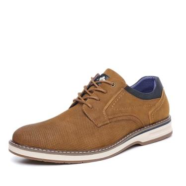Imagem de DECARSDZ Sapatos sociais masculinos casuais Oxford para negócios, formal, Derby, sapatos sociais para homens, Marrom 047, 45