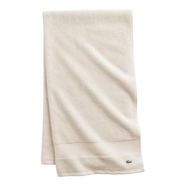 Imagem de Lacoste Heritage Lençol de banho 100% algodão Supima, giz, 89 cm x 178 cm – Altamente absorvente e de secagem rápida, toalha de banho super macia premium, essencial para banheiro, presente para todas