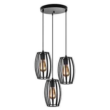 Imagem de Luminária pendente estilo retrô minimalista preto oco lustre para mesa de jantar e ilha K 110V~240V