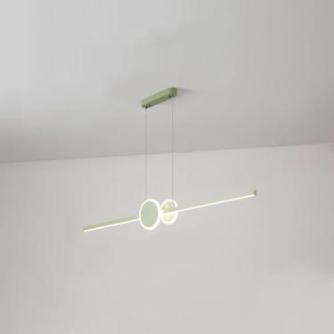 Imagem de Lustre nórdico clássico moderno linear luz pendente cozinha LED pendurado teto barra lâmpada minimalismo preto verde longo lustre para sala de jantar sala de estar quarto, verde