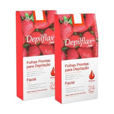 Imagem de 2cx Folhas Prontas Depilação Facial Depilflax Morango 24un