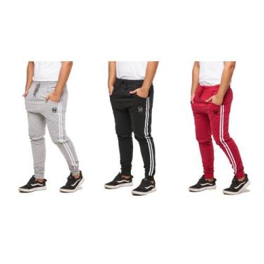 Imagem de Kit com 03 calças de moletom masculina wooks saruel skinny sport luxo,