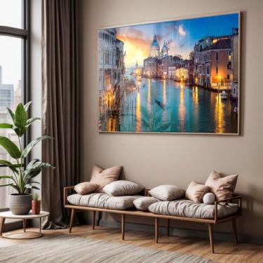 Imagem de Quadro com Moldura e Acrilico Cristal Vidro Sala Quarto Venezza Paisag