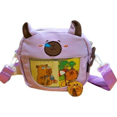 Imagem de Bolsa infantil capivara tranversal para menina versátil regulavel com 