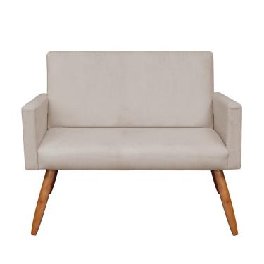 Imagem de Namoradeira Larissa Suede Bege Pes Palito Castanho - D'Rossi