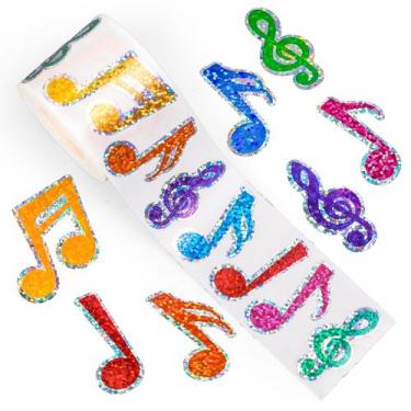 Imagem de Adesivos Roll Whaline Colorful Musical Notes 500 unidades de PET