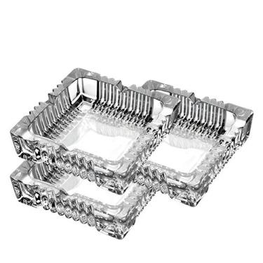 Imagem de Kit 3 Cinzeiro Vidro Quadrado Bar Restaurante Casa Decorativo Design M